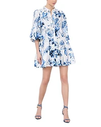 Junia Embroidered Collar Tiered Tunic Mini Dress