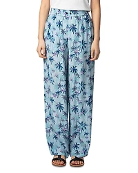 Zadig & Voltaire Pin Sunset Palm Mist Print Silk Pants