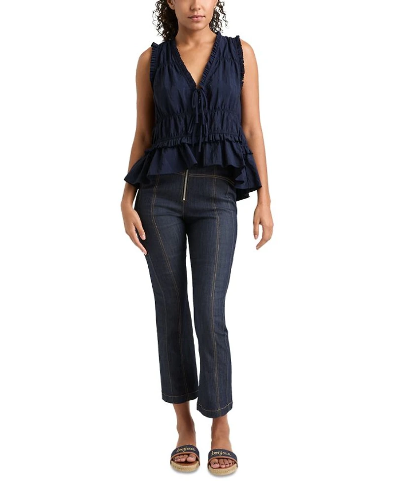 Taylum V Neck Ruffle Peplum Top