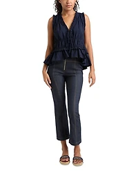Taylum V Neck Ruffle Peplum Top