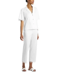 Natori Scalloped Lace Cropped Pajama Set