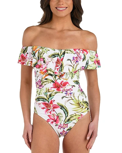 La Blanca Polynesian Off-the-Shoulder One Piece Swimsuit