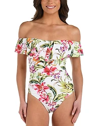 La Blanca Polynesian Off-the-Shoulder One Piece Swimsuit