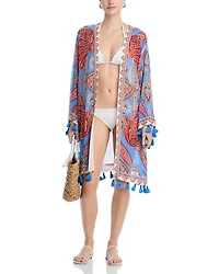 Printed Tassel Short Cover Up Robe - Exclusive