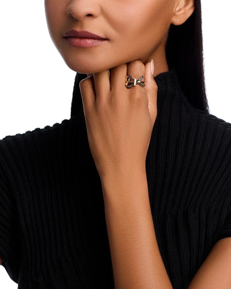 Black & White Diamond Ring in 14K Yellow Gold, 0.68 tcw