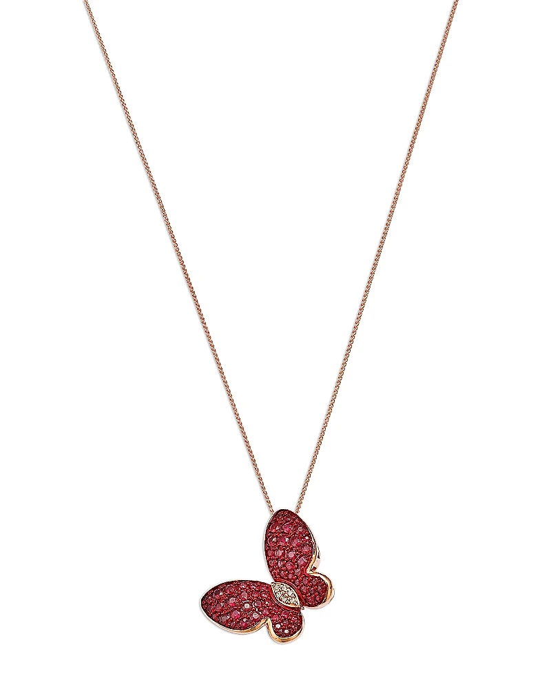 Bloomingdale's Fine Collection Ruby & Diamond Butterfly Pendant Necklace