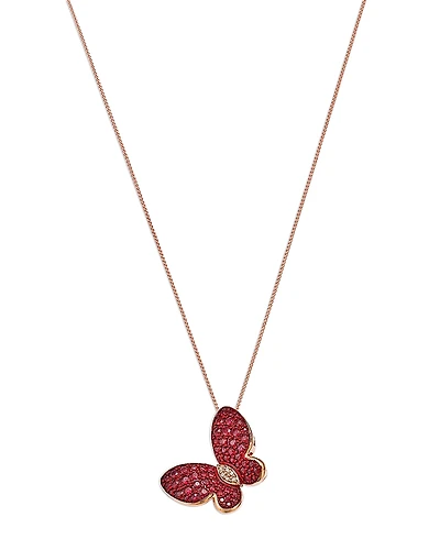 Bloomingdale's Fine Collection Ruby & Diamond Butterfly Pendant Necklace