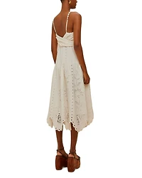 Off White Richilieu Eyelet Midi Dress