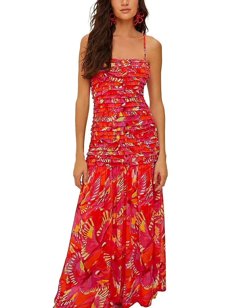 Farm Rio Flying Birds Ruffled Dress