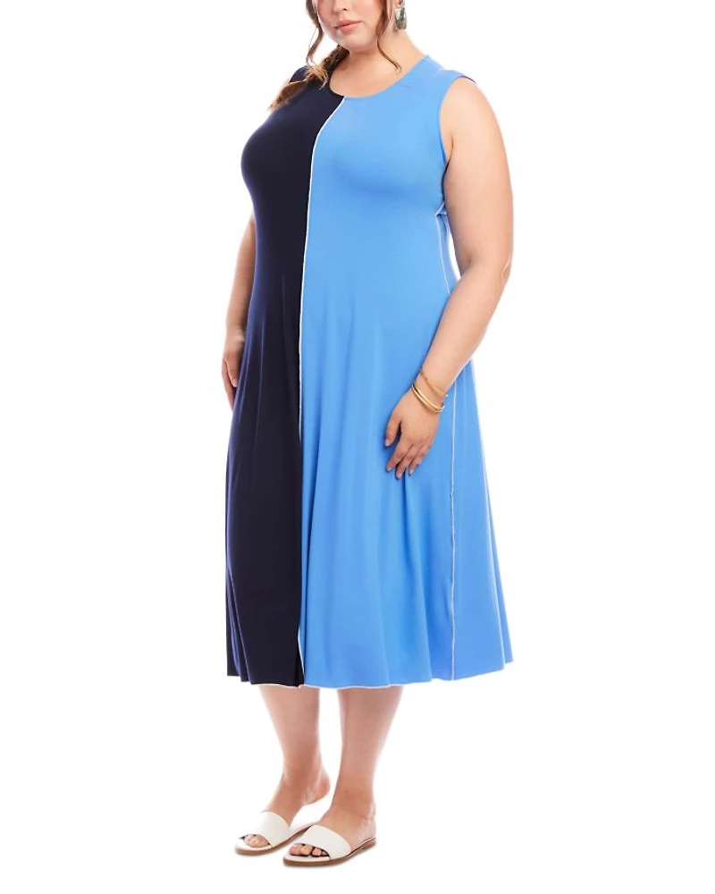 Plus Color Blocked Midi Dress