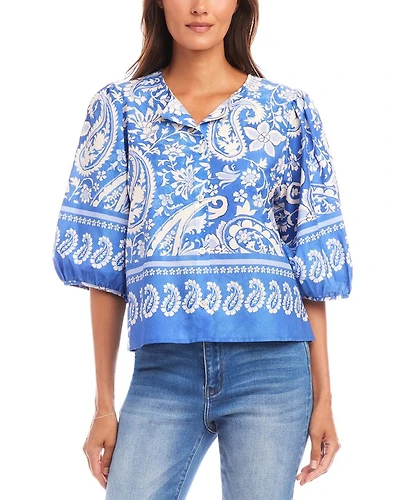 Puffed Sleeve Paisley Print Blouse