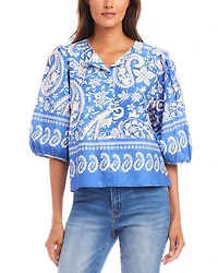 Puffed Sleeve Paisley Print Blouse