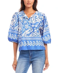 Karen Kane Puffed Sleeve Paisley Print Blouse