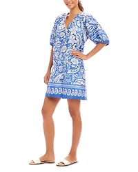 Printed Puff Sleeve Peasant Dress