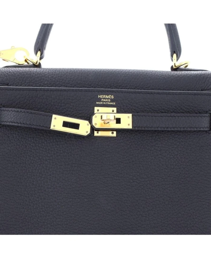 Kelly 25 Handbag Black Togo with Gold Hardware