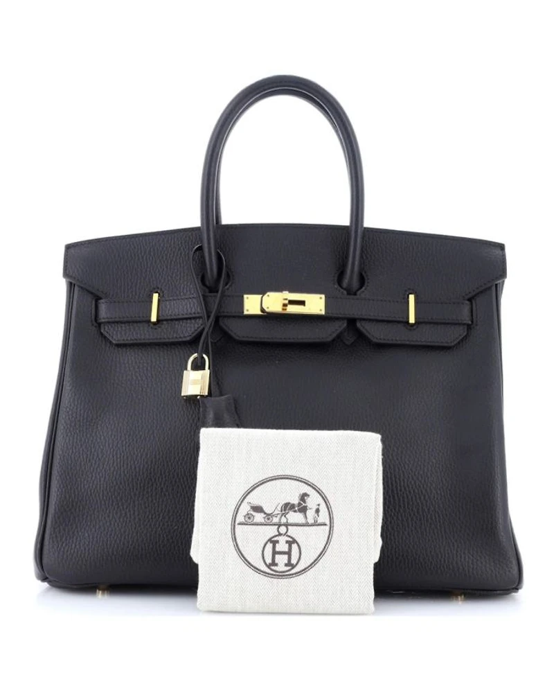 Birkin 35 Handbag Black Ardennes with Gold Hardware