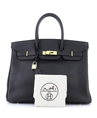 Birkin 35 Handbag Black Ardennes with Gold Hardware