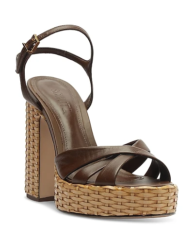 Schutz Women's Keefa Straw High Heel Platform Sandals