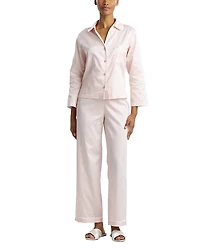 Natori Sateen Embroidered Essentials Long Pajama Set