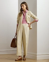 Linen Blend Twill Wide Leg Pant