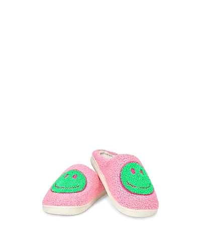 Iscream Girls' Pink & Green Happy Slippers - Little Kid, Big Kid