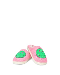 Iscream Girls' Pink & Green Happy Slippers - Little Kid, Big Kid