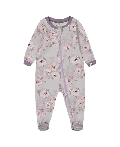 Deux par Deux Girls' Printed Flowers Organic Cotton One-Piece Pajama- Baby