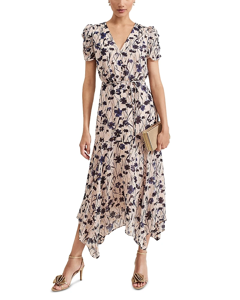Phase Eight Verity Floral Handkerchief Hem Dress