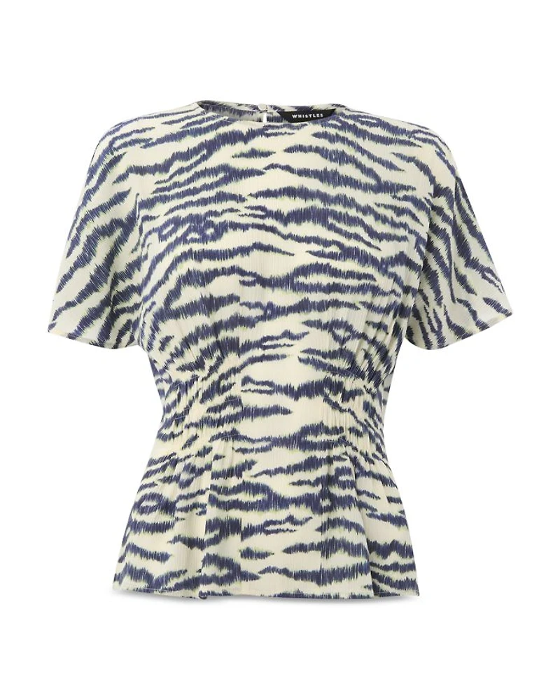 Feathered Tiger Shirred Blouse