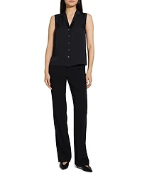 Sleeveless Button Front Silk Top