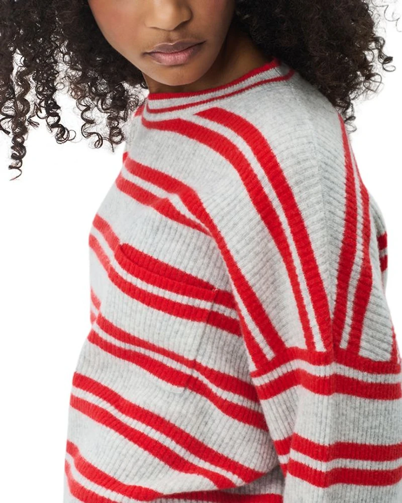 Cropped Striped Wool Sweater