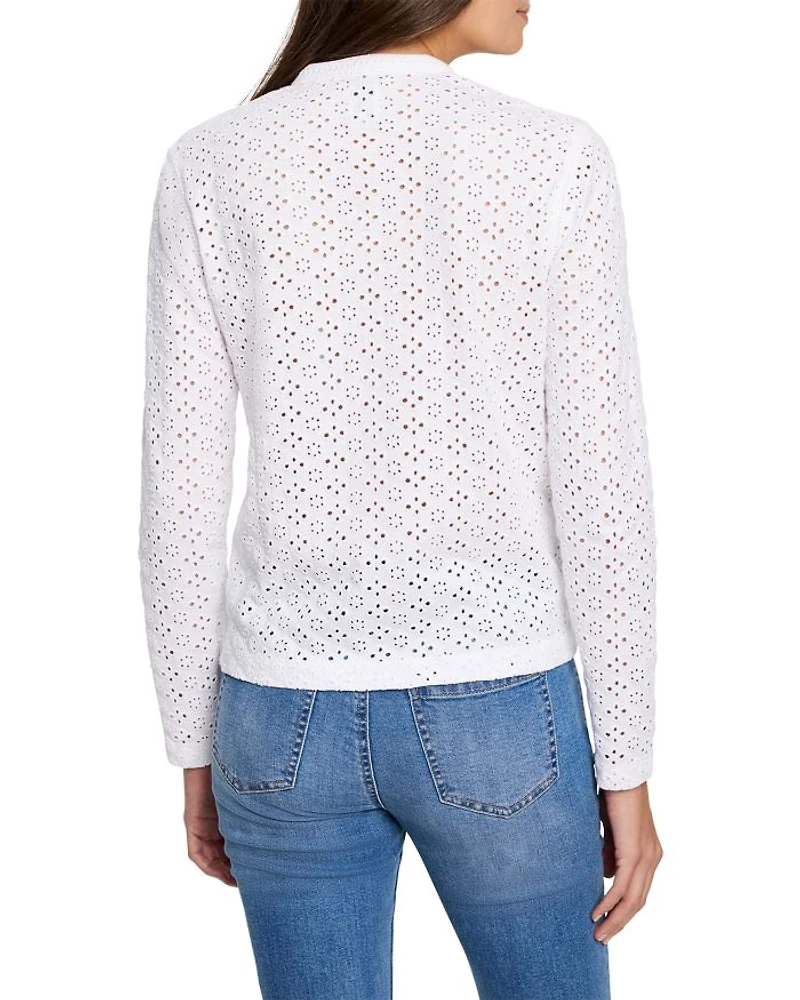 Knit Eyelet Split Neck Top