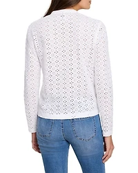 Knit Eyelet Split Neck Top