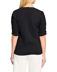 Ruched Elbow Sleeve Top