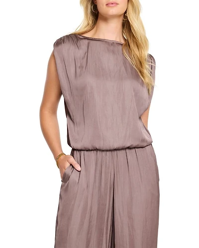 Glossy Sheen Ruched Shoulder Top