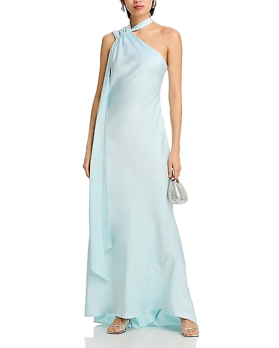 Aqua Long Scarf Bias Cut Gown