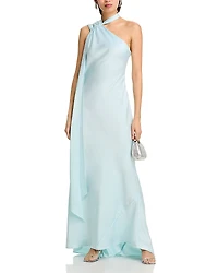 Aqua Long Scarf Bias Cut Gown