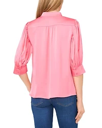 Ruched Sleeve Hidden Placket Top