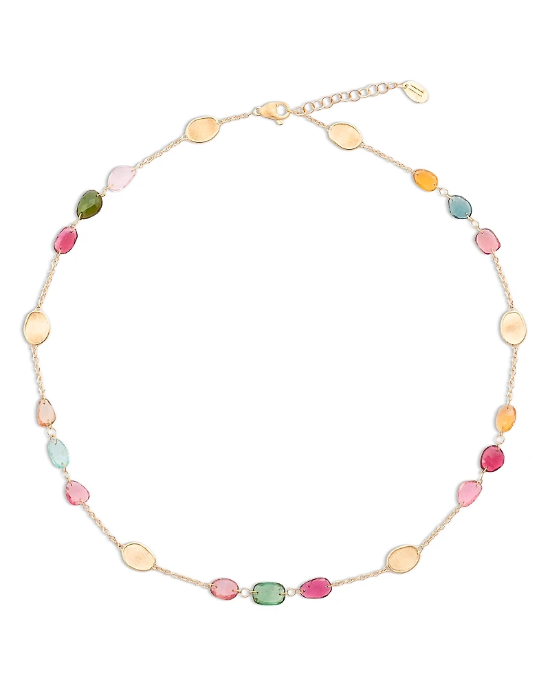 Marco Bicego 18K Yellow Gold Lunaria Tourmaline Multicolor Tourmaline Scatter Collar Necklace, 16.5 - 18