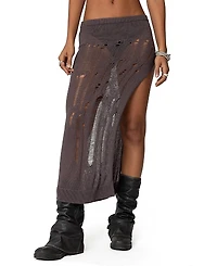 Edikted Jaynie Distressed Knit Maxi Skirt