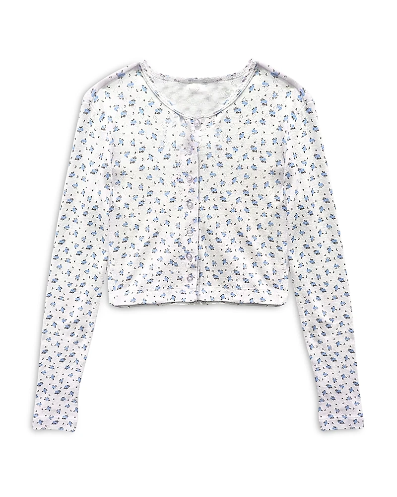 KatieJnyc Girls' Tween Marina Pointelle Cardigan - Big Kid