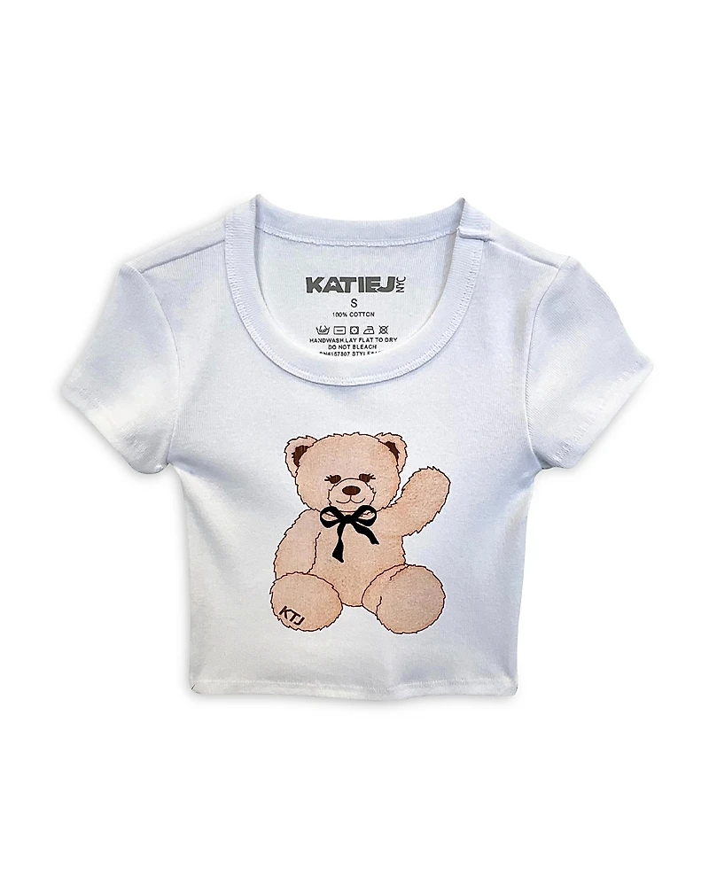 KatieJnyc Girls' Tween Teddy Graphic Babydoll Tee - Big Kid