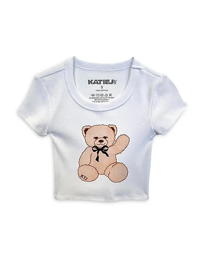 KatieJnyc Girls' Tween Teddy Graphic Babydoll Tee - Big Kid
