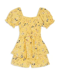 Girls' Floral Crepe Ruffled Romper - Big Kid