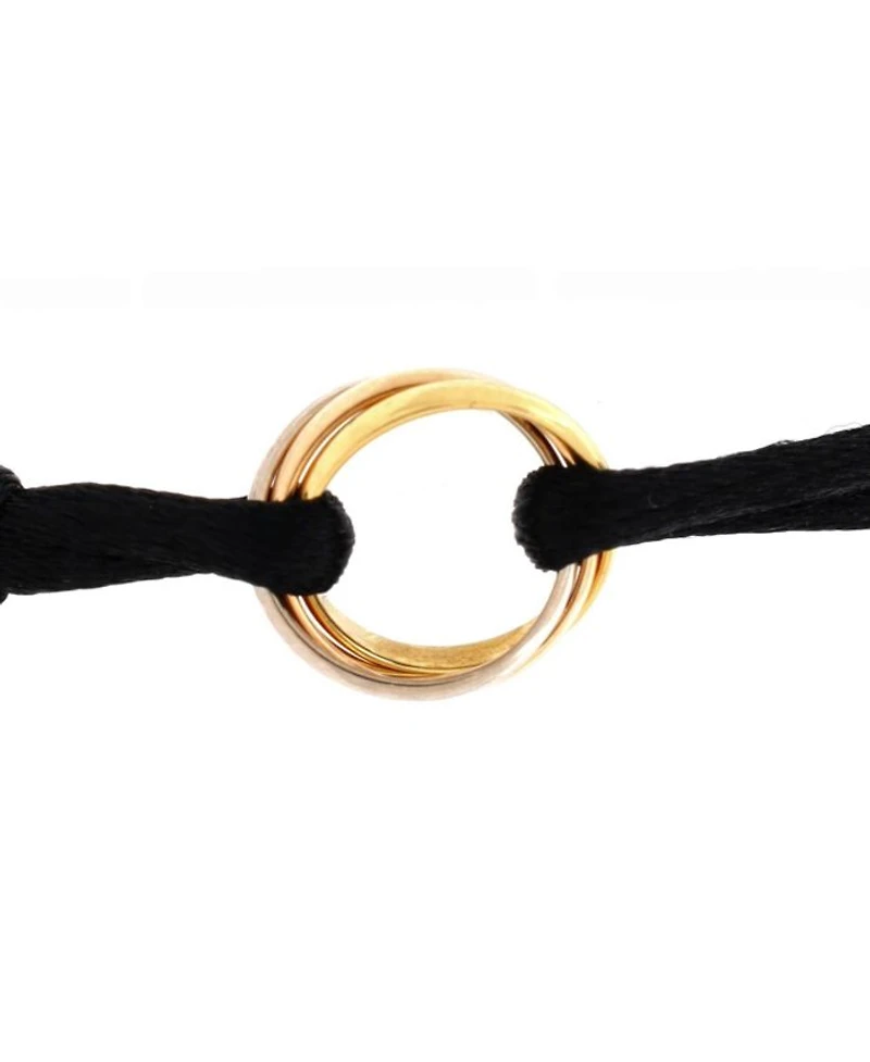Trinity On Cord Bracelet Silk Cord with 18K Tricolor Gold