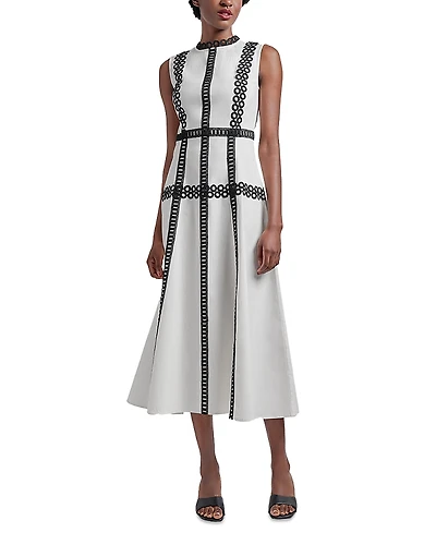 Misook Contrast Trim Midi Dress