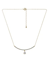 Aqua Cubic Zirconia Pear Shape Charm & Pave Bar Statement Necklace