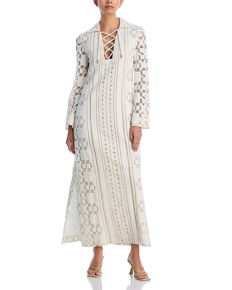 Simkhai Wiliama Lace Up Maxi Dress Cover Up