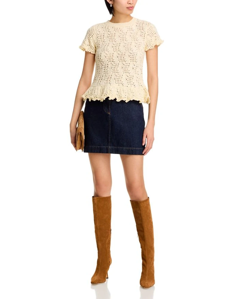Pointelle Peplum Top - Exclusive