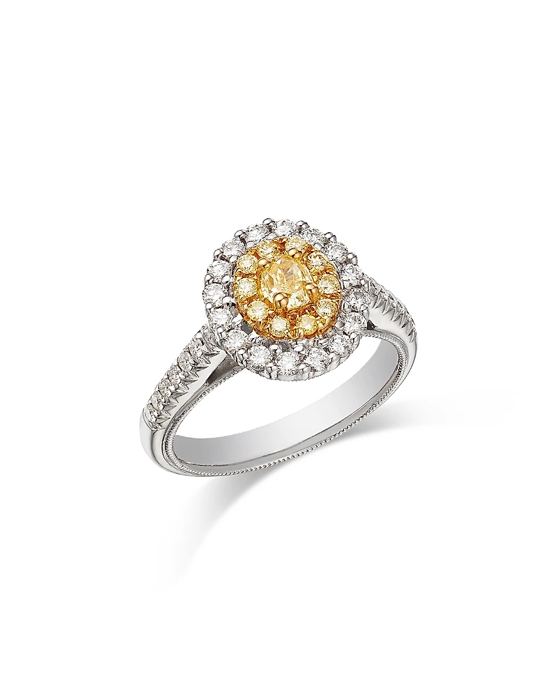 Bloomingdale's Fine Collection Yellow & White Diamond Oval Halo Ring